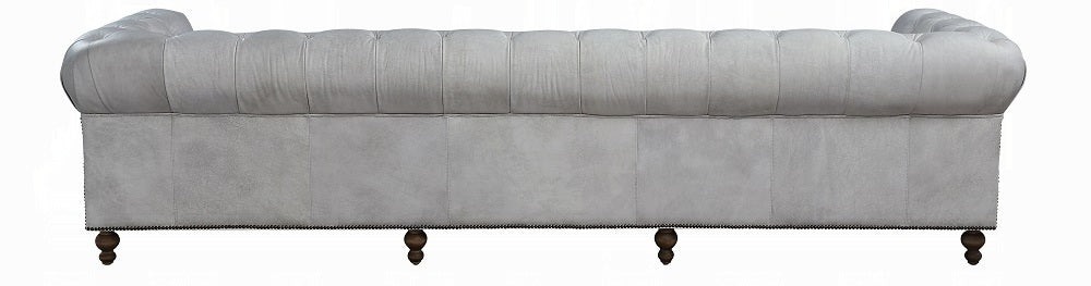 Acme LV02404 Ofer vintage white top grain leather chesterfield style button tufted 122" sofa