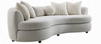 Acme LV02542  Iniko beige boucle fabric curved wrap around design sofa with rounded back and arms
