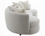 Acme LV02542  Iniko beige boucle fabric curved wrap around design sofa with rounded back and arms