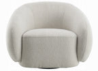 Acme LV02543 Isabel beige boucle fabric swivel accent chair rounded back overstuffed design
