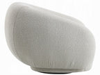Acme LV02543 Isabel beige boucle fabric swivel accent chair rounded back overstuffed design