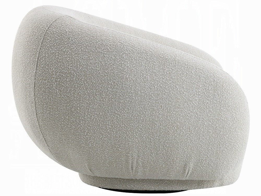 Acme LV02543 Isabel beige boucle fabric swivel accent chair rounded back overstuffed design