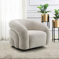 Acme LV02569 Irma grey boucle fabric swivel accent chair rounded back overstuffed design