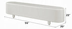 Acme LV02608 Keely white high gloss modern finish wood 94" wide tv stand with multiple drawers and side cabinets