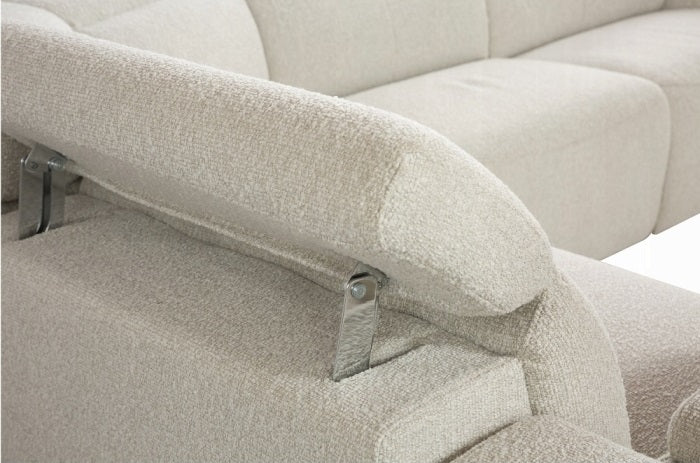 Acme LV02680 6 PC Dayana beige boucle fabric power motion sectional sofa with adjustable headrests and cup console