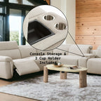 Acme LV02680 6 PC Dayana beige boucle fabric power motion sectional sofa with adjustable headrests and cup console