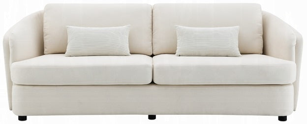 Acme LV02770-71 2 pc Mariko beige linen like fabric sofa and love seat set rounded backs