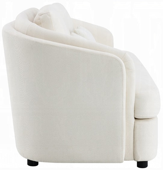 Acme LV02770-71 2 pc Mariko beige linen like fabric sofa and love seat set rounded backs