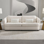 Acme LV02770-71 2 pc Mariko beige linen like fabric sofa and love seat set rounded backs