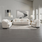 Acme LV02770-71 2 pc Mariko beige linen like fabric sofa and love seat set rounded backs