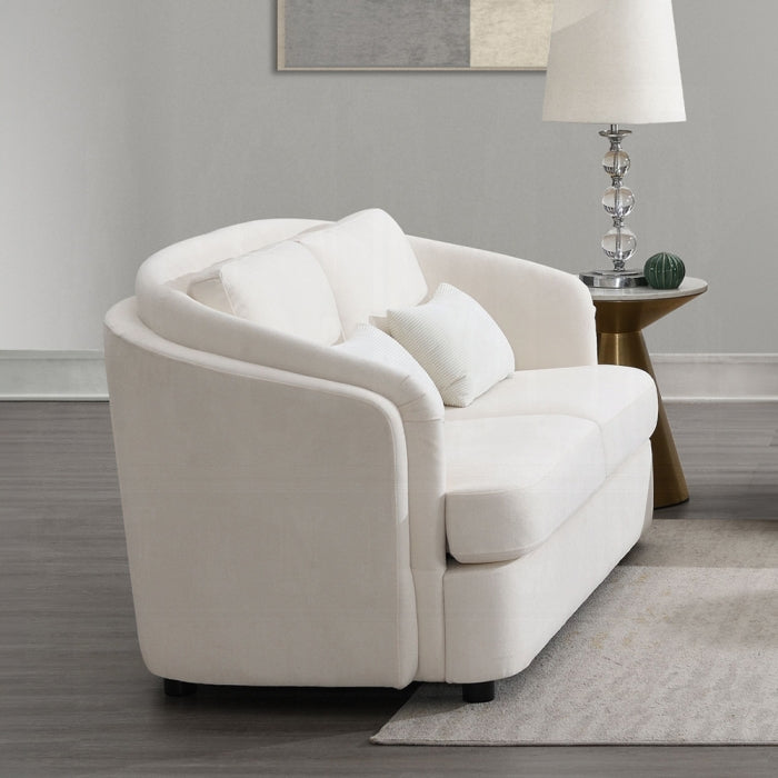 Acme LV02770-71 2 pc Mariko beige linen like fabric sofa and love seat set rounded backs