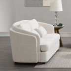 Acme LV02770-71 2 pc Mariko beige linen like fabric sofa and love seat set rounded backs