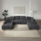 LV02840 3 pc Chosen grey chenille fabric sectional sofa with low rise pillow back and tufted seating