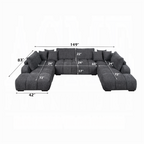 LV02840 3 pc Chosen grey chenille fabric sectional sofa with low rise pillow back and tufted seating
