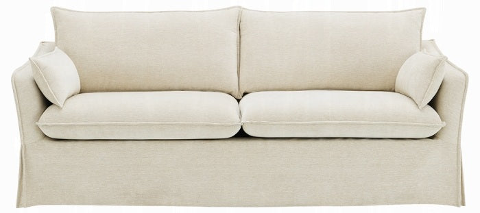 Acme LV02910-11 2 pc Shane beige linen like fabric sofa and love seat set flared arms skirted base