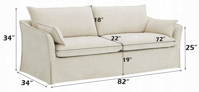 Acme LV02910-11 2 pc Shane beige linen like fabric sofa and love seat set flared arms skirted base