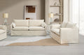 Acme LV02910-11 2 pc Shane beige linen like fabric sofa and love seat set flared arms skirted base