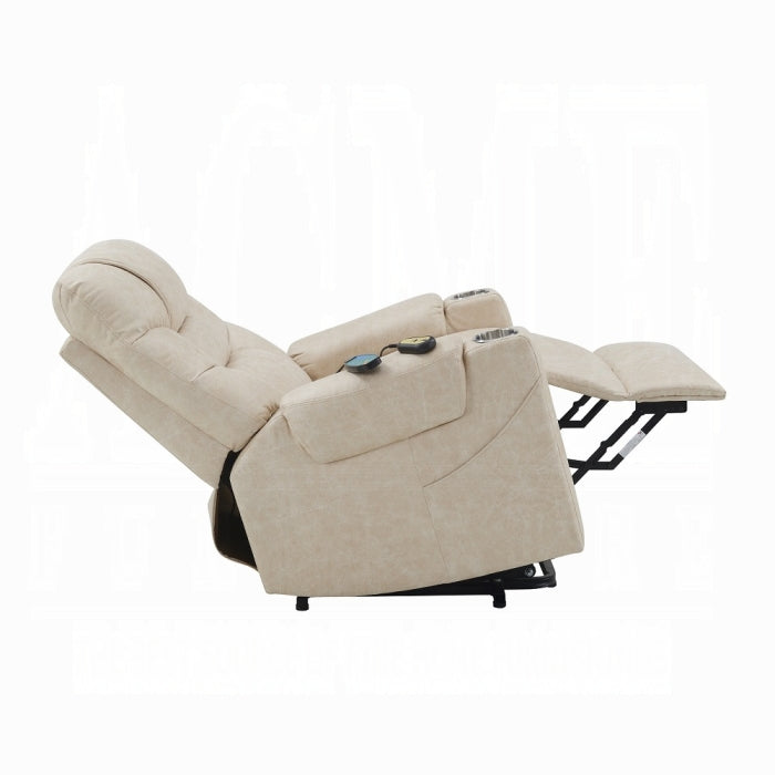 Acme LV02995 Nairi light grey faux leather power lift recliner chair with heat and massage and USB charger