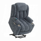 Acme LV02996 Omarion blue velvet fabric power lift recliner chair with heat and massage and USB charger