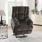 Acme LV02998 Pacay brown velvet fabric power lift recliner chair with heat and massage and USB charger