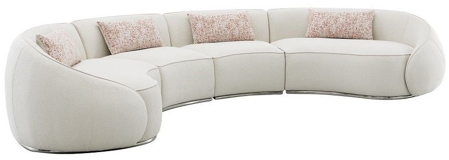 Acme LV03010 3 pc Sahara beige boucle fabric curved wrap around design sectional sofa with rounded back and arms