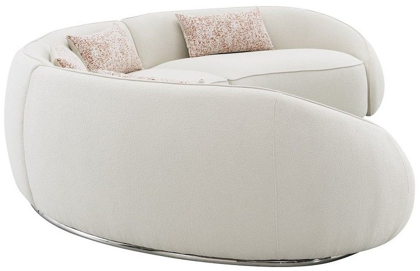 Acme LV03010 3 pc Sahara beige boucle fabric curved wrap around design sectional sofa with rounded back and arms