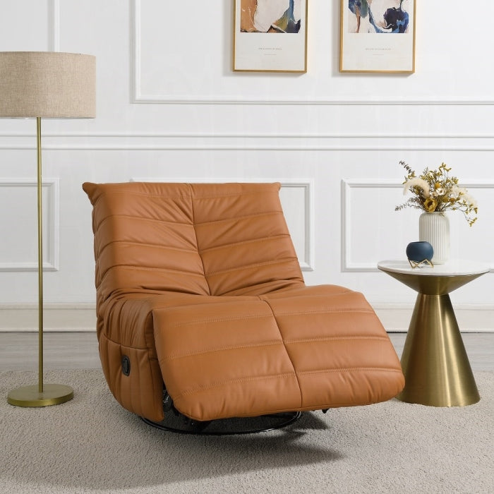 Acme LV03072 Talmon orange faux leather armless swivel recliner chair