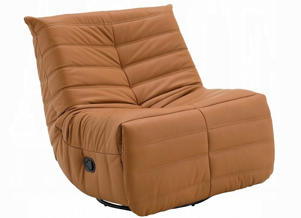 Acme LV03072 Talmon orange faux leather armless swivel recliner chair