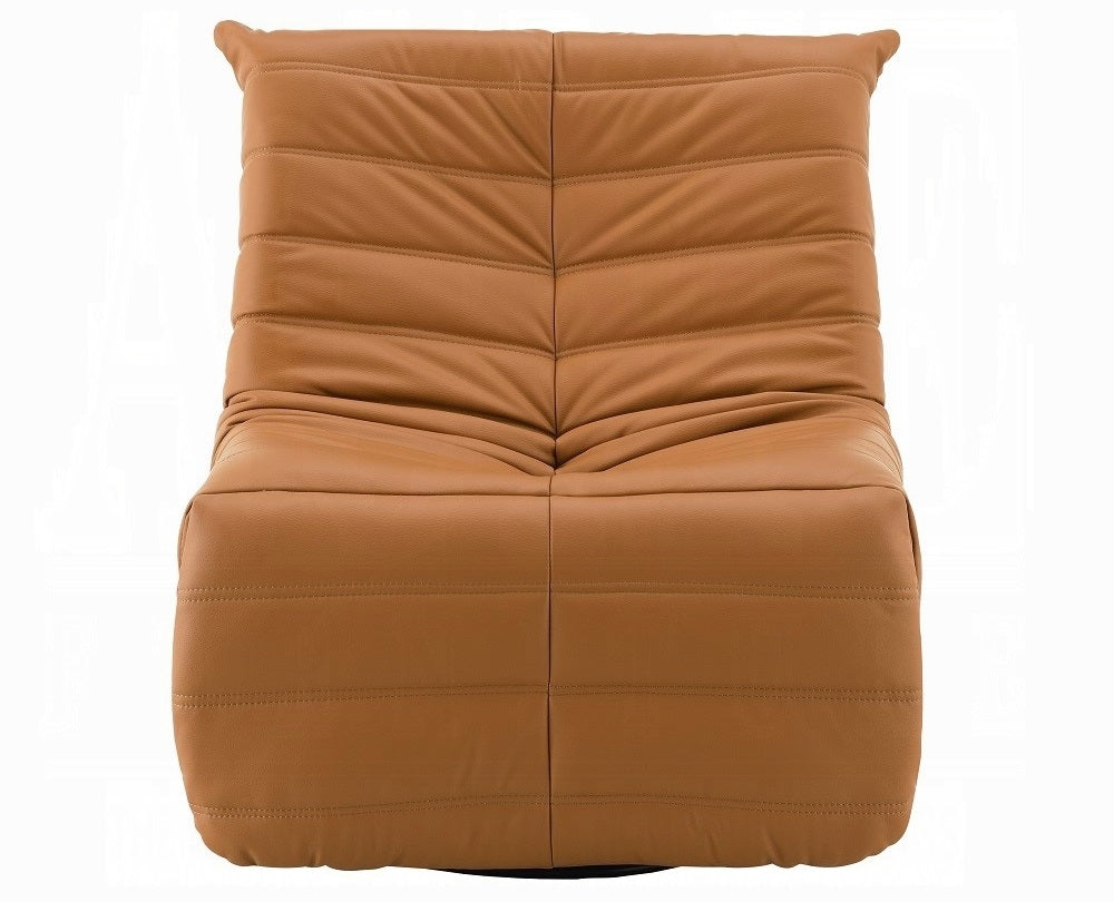 Acme LV03072 Talmon orange faux leather armless swivel recliner chair