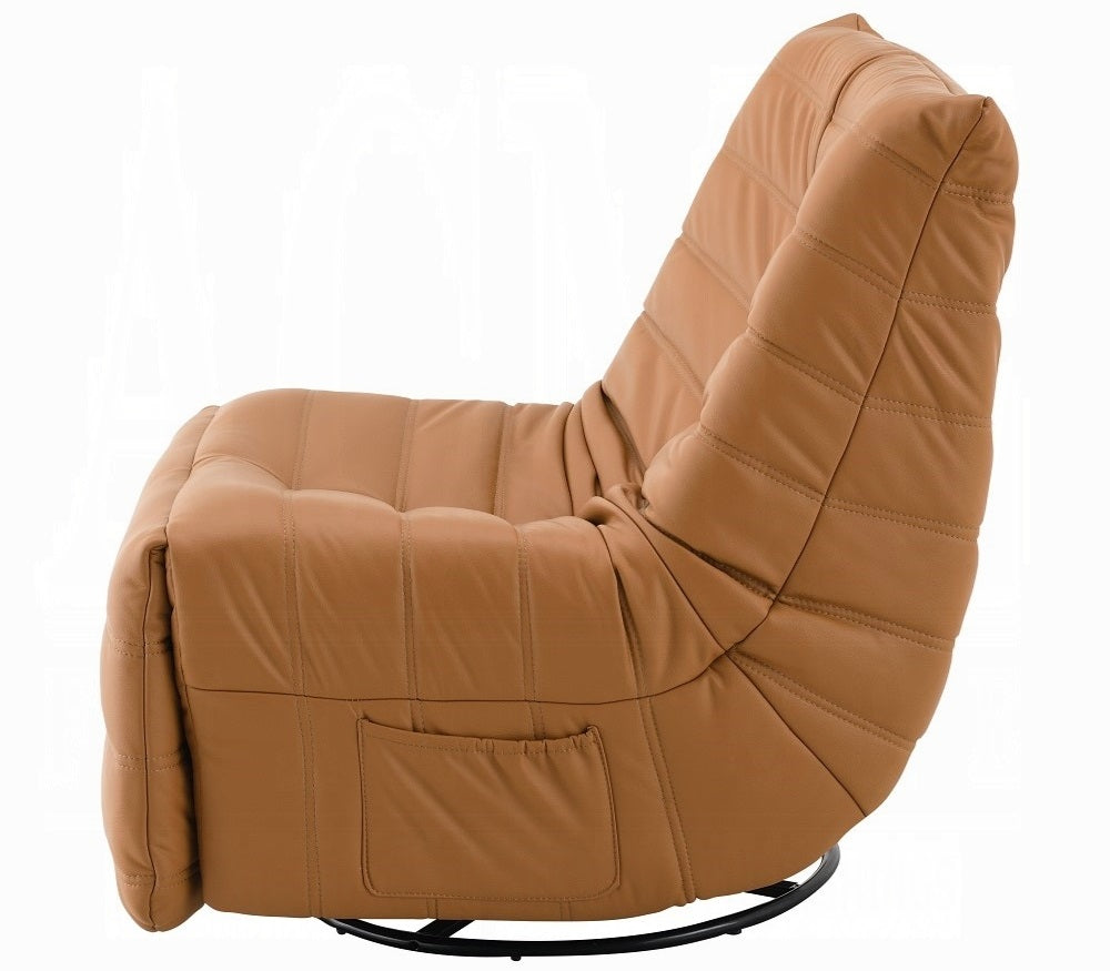 Acme LV03072 Talmon orange faux leather armless swivel recliner chair