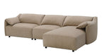 Acme LV03090 Veata light brown suede velvet fabric sectional sofa with chaise