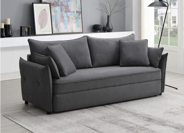 Acme LV03100 Irina gray linen like fabric sofa fold out sleep area