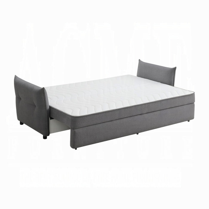 Acme LV03100 Irina gray linen like fabric sofa fold out sleep area