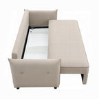 Acme LV03110 Irina beige linen like fabric sofa fold out sleep area
