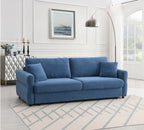 Acme LV03120 Haran blue linen like fabric sofa fold out sleep area