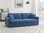 Acme LV03120 Haran blue linen like fabric sofa fold out sleep area