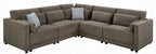 Acme LV03150-5PC 5 pc Rylie grey linen like fabric modular sectional sofa squared arms