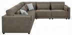 Acme LV03150-5PC 5 pc Rylie grey linen like fabric modular sectional sofa squared arms