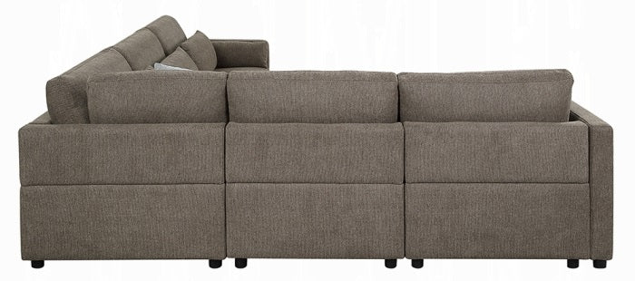 Acme LV03150-5PC 5 pc Rylie grey linen like fabric modular sectional sofa squared arms