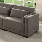 Acme LV03150-5PC 5 pc Rylie grey linen like fabric modular sectional sofa squared arms
