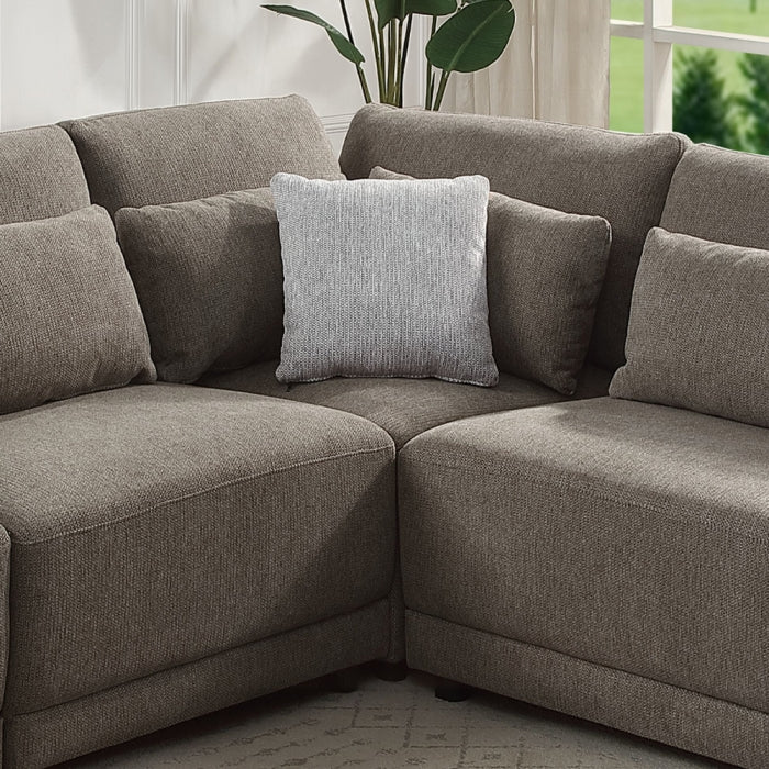 Acme LV03150-5PC 5 pc Rylie grey linen like fabric modular sectional sofa squared arms