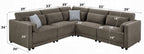 Acme LV03150-5PC 5 pc Rylie grey linen like fabric modular sectional sofa squared arms