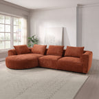 Acme LV03240 2 PC Aceso brown chenille fabric sectional sofa with large rounded chaise lounge