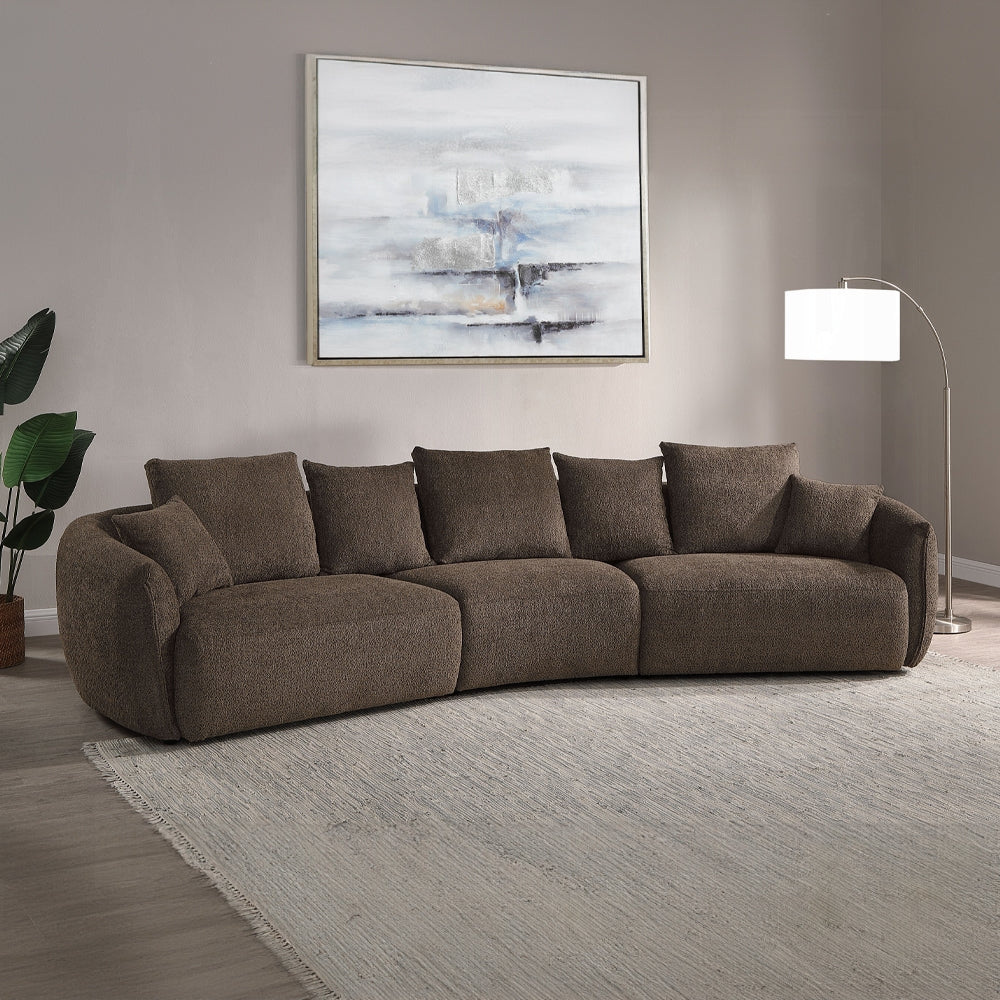 Acme LV03250 3 PC Bash macca anthology boucle fabric sectional sofa with large rounded ends