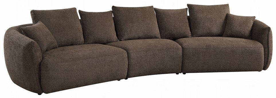 Acme LV03250 3 PC Bash macca anthology boucle fabric sectional sofa with large rounded ends