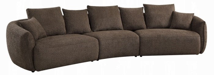 Acme LV03250 3 PC Bash macca anthology boucle fabric sectional sofa with large rounded ends