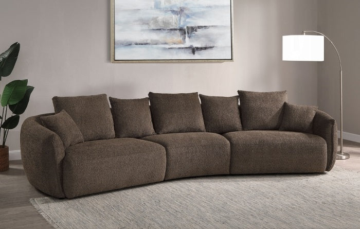 Acme LV03250 3 PC Bash macca anthology boucle fabric sectional sofa with large rounded ends