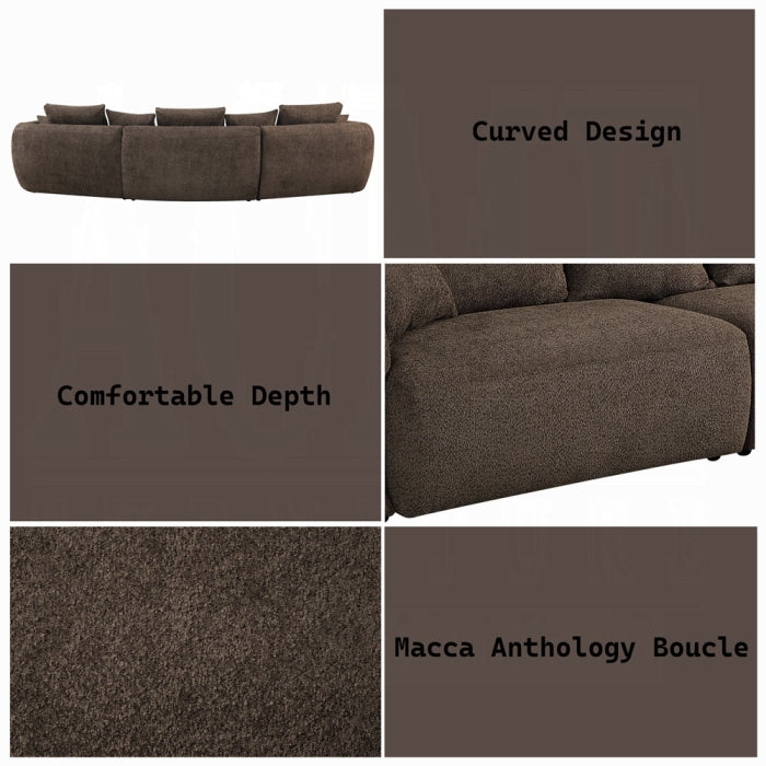 Acme LV03250 3 PC Bash macca anthology boucle fabric sectional sofa with large rounded ends