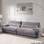 Acme LV03260-61 2 PC Cadenza gray corduroy fabric large sofa and love seat set over stuffed