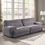 Acme LV03260-61 2 PC Cadenza gray corduroy fabric large sofa and love seat set over stuffed